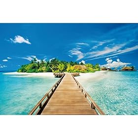 Summer Holidays Island Beach Art Poster Print - 24x36
