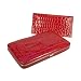 Croco Embossed Thick Flat Wallet w/ Checkbook Cover (Red)