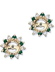 14K Yellow Gold 1/4 ct. Diamond with Alternating 3/8 ct. Emerald Earring Jackets