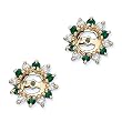 14K Yellow Gold 1/4 ct. Diamond with Alternating 3/8 ct. Emerald Earring Jackets