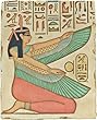 Winged Maat relief, color detailed