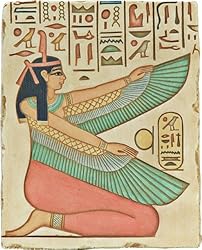 Winged Maat relief, color detailed