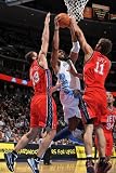 New Jersey Nets v Denver Nuggets: Nene, Kris Humpries and Brook Lopez Photographic Poster Print by Garrett Ellwood, 24x36