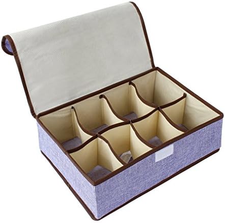 Kenather Drawer Divider Underwear Sock Tie Collapsible Storage Box Closet Organizer with Cover 8-Cell 1 Pcs Purple