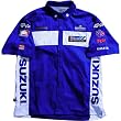 Joe Rocket Suzuki Team Men's Polo Sportswear Shirt w/ Free B&F Heart Sticker Bundle - Blue/White