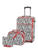 Red Zebra Animal Print Luggage Train Case & Hipster Purse