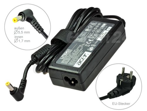 Original 65W 19V 3,42A adaptateur chargeur secteur AC Adapter pour ordinateur portable Acer Aspire 1640 2920 3100 3690 5315 5530 5540 5542 5550 5620 5650 5670 5680 1642WLMI 2920z 3692WLMi 5560 5732Z 5920 TravelMate 660 2410 2450 2460 2480 2490 3000 4000 5320 5520 5530 5600 5620 5710 5720 5730. Avec câble d’alimentation standard européen de e-port24®