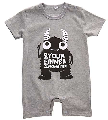 TheFound Baby Boy Romper Cute Monter Printed Short Sleeve Bodysuit Summer Outfit