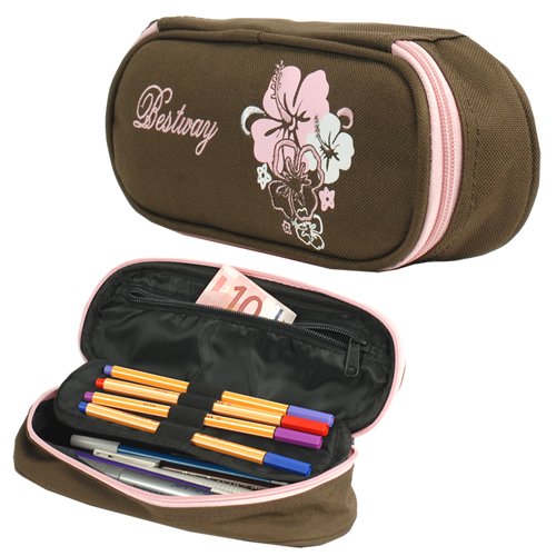 Stifte Etui BESTWAY Mäppchen BROWN FLOWER Schlamper 