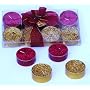 Glitter Tea Light Candles 8/Pk - Red/Gold