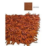 IXI CSNL.TE Thalassa Premium Leather Terracotta Shag Rug Size: 111" x 29"