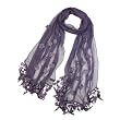 Rhinestone Flower Sheer Polyester Long Scarf Shawl with Handmade Flower Lace Tassels - Various Colors