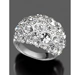  : Fossil Silvertone Crystal Accent Ring