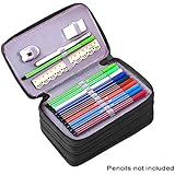 BTSKY&reg; Handy Wareable Oxford Colored Pencil Bags Large 72 Slots Pencil Organizer Portable Watercolor Pencil Wrap Case (Black)