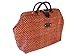 ArtisanStreet's Large Scale Red & Tan Herringbone Tapestry Carpet Bag with Detachable Shoulder Strap, Leather Handles & Fastener. Made to Order Bag Features Red & Tan in a Classic Herringbone Design. Use as an Overnight Bag or Even as a Briefcase.