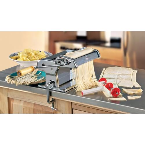 LAROMA Heavy Duty Stainless Steel Manual Pasta Machine and Spaghetti