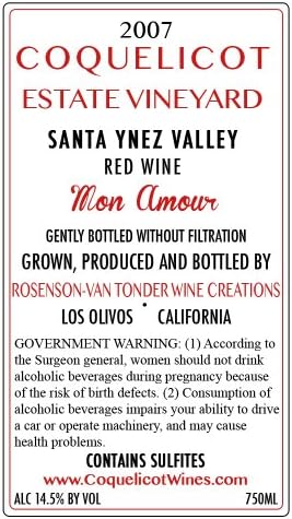 2007 Coquelicot Estate Mon Amour Bordeaux Blend - Red 750 mL