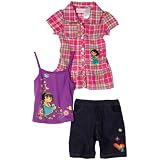 Dora Girls 3 Piece Pink Plaid Dora Bermuda Set