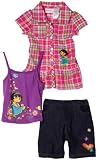 Dora Girls 2-6x 3 Piece Pink Plaid Dora Bermuda Set