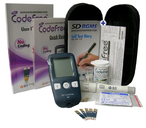 Codefree Blood Glucose Monitor/Monitoring Test/Testing Kit+Strips+Lancets+Case - in mmol/L