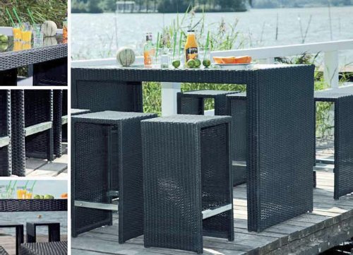 Barset Amsterdam7 teilig im Rattan Design Farbe schwarz