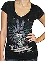 ED HARDY Christian Audigier Womens OmniPeace Hope Beauty Africa Charity V-Neck T-Shirt Tee Top Shirt