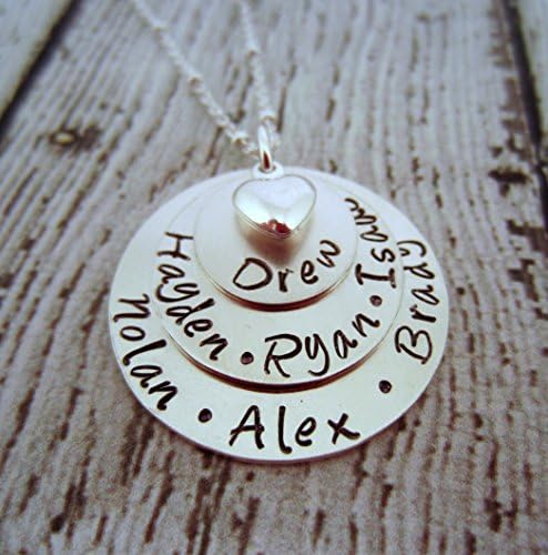 Personalized Necklace, Handmade Mom Necklace, Mother's Necklace, Hand Stamped Jewelry, Family Necklace