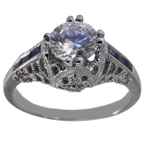 Antique Diamond Sapphire Engagement With GIA CERTIFIED I SI1 .60ct Center