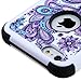 MYTURTLE iPhone 6S Plus Case, iPhone 6 Plus Case Hard Plastic Hybrid 3 Layer Protective Full Cover Slim Case With Stylus Pen and Screen Protector, Purple Flowers Black Kickstand