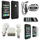 Accessory Bundle for Apple iPhone 3G 3GS S home charger, car adapter, usb cable, screen protector, silicone skin, leather case, FM transmitter 8GB 16GB 32GB