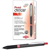 Pentel OH! Gel Retractable Gel Pen, Medium Line, Red Ink, Box of 12 (K497-B)