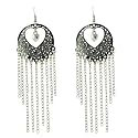 Silver Tone Heart Chandelier Earrings