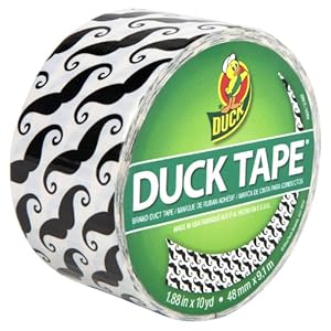 Duck Brand 281026 Mustaches Printed Duct Tape, 1.88-Inch by 10 Yards, Single Roll