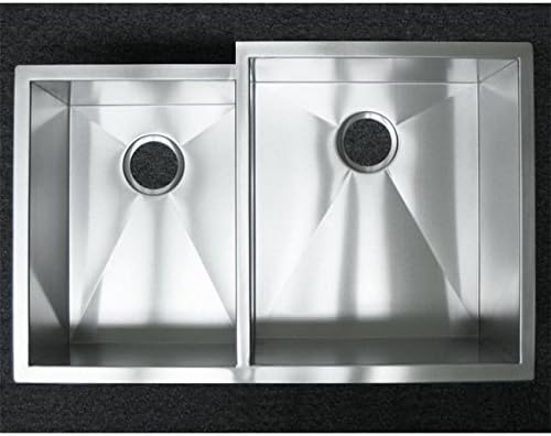 33 Inch Stainless Steel Undermount 40/60 Offset Double Bowl Kitchen Sink Zero Radius Design