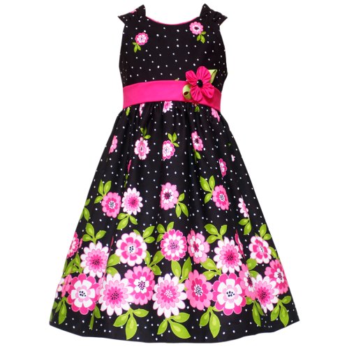 Rare Editions TWEEN GIRLS 7-16 BLACK WHITE PINK FLORAL BORDER MINI POLKA DOT Special Occasion Wedding Flower Girl Party Dress