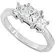Platinum Three Stone Princess Cut Diamond Ring 1.00ctw (HI/SI)