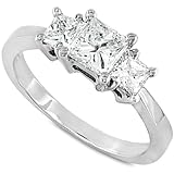 Three Stone Princess Cut Diamond Ring 1.00ctw (HI/SI) in 14K White Gold