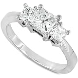 Three Stone Princess Cut Diamond Ring 1.00ctw (HI/SI) in Platinum