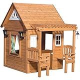 Pre-Stained 100% Natural Cedar Wood Outdoor CASCADE Playhouse w/ Pergola
