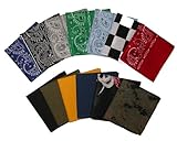 Riverstone Goods Bakers Dozen (13) Pack Assorted Paisley/Solid Color Bandanas
