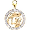 14K Yellow Gold Diamond Zodiac-Aquarius Charm