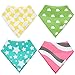 4-pack Drool Baby Bandana Bibs - Soft Organic Cotton with Snaps - Modern Patterns - Unique Baby Shower Gift set for Boys and Girls - SUPER SALE PRICE!!