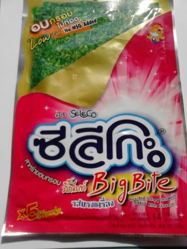 Big Bite Toasted Crispy Seaweed, Seleco, Extra Rich Flavor (Pack of 6), 20g.