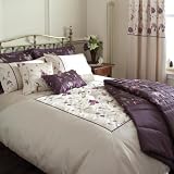 Victorianna Purple Embroidered Double Duvet Cover Set Bed Quilt Cover Bedding by Linenstowels2011