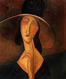 Art Reproduction Oil Painting - Modigliani Paintings: Portrait of Woman in Hat - Classic 20 X 24 - Hand Painted Canvas Art