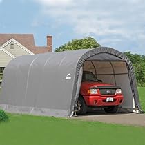 Big Sale ShelterLogic Round Style Shelter, 1-3/8-Inch 6-Rib Frame, 12-Feet × 20-Feet × 8-Feet, Grey