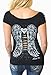 Demi Loon Sexy Biker Babe Tee Slashed Cut Out Angel Wings Skull Tattoo Shirt Ladies Motorcycle T-shirt