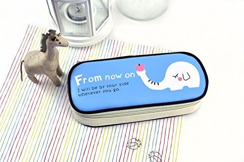 Funny-home Pencil Case Cute Fashion Gifts Large Storage Pencil Holder Cosmetic Makeup Pouch Zipper Bag Elephent Light Blue