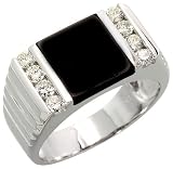14k White Gold Grooved Square Mens Diamond Ring, w/ Black Onyx Stone & 0.58 Carat Brilliant Cut Diamonds, 7/16 wide 51 S2EFw41L. SL160 14k White Gold Grooved Square Mens Diamond Ring, w/ Black Onyx Stone & 0.58 Carat Brilliant Cut Diamonds, 7/16 wide