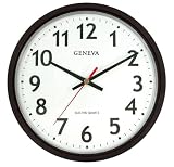 Geneva 14-Inch Electric Quartz Wall Clock, Black